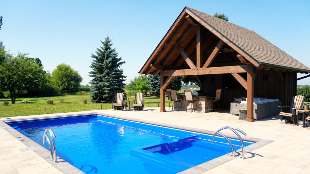 Fiberglass Pool and Outdoor Kitchen Project in Omro, Wisconsin